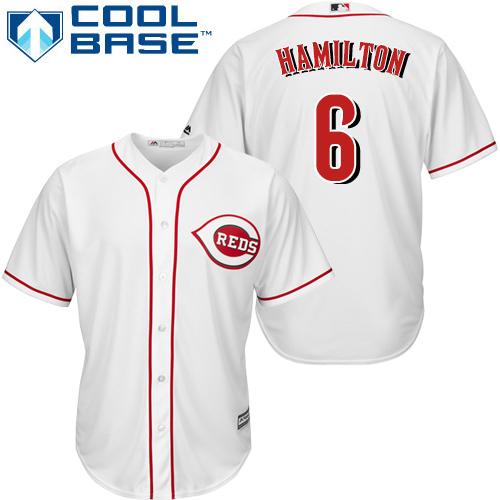 Reds #6 Billy Hamilton White Cool Base Stitched Youth MLB Jersey